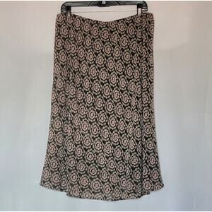 DressBarn Woman Black Pastel Floral Fully Lined Womens Elastic Waist Skirt Sz:16